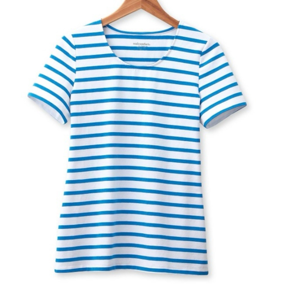 Chadwicks Realcomfort Blue Striped Top and Solid Pants Set